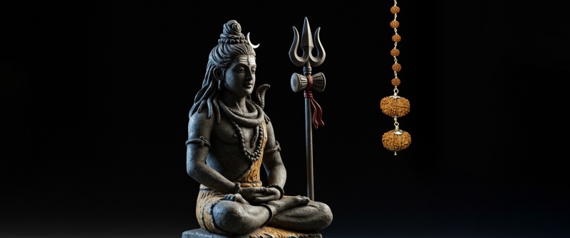 Lord Shiva, Meditation, Hindu God, Rudraksha, Spiritual, Dark background, 5K, Mahadev