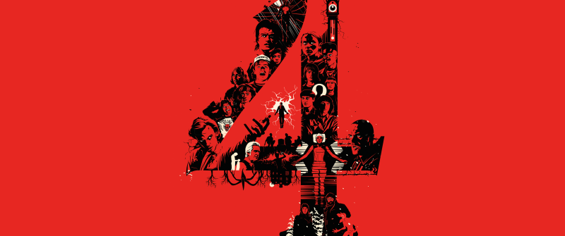Stranger Things, Season 4, Red background, Netflix series, 5K, Illustration