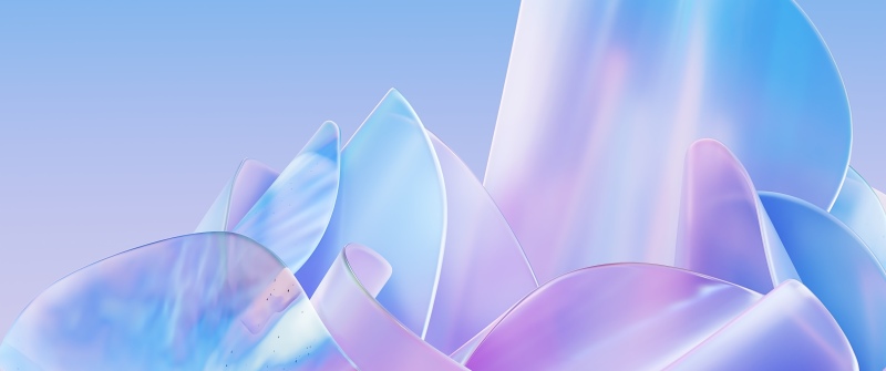Iridescent, Glass, Crystal, Pastel gradient, Translucent, Sky blue, 3D Render