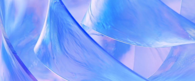 Translucent, Ribbons, Glossy, Iridescent, Ethereal, Blue abstract, 3D Render, Microsoft Design