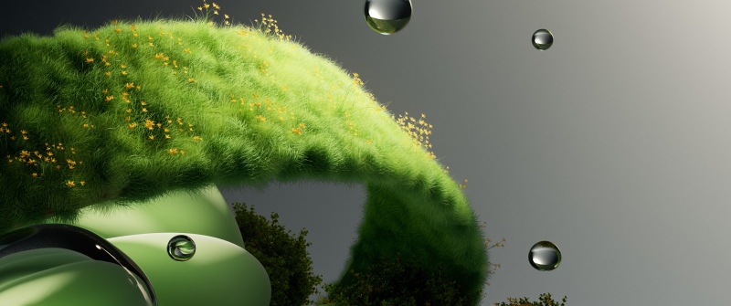 Organic, Green Grass, Dreamlike, Water droplets, Surrealism, Botanical, Green aesthetic