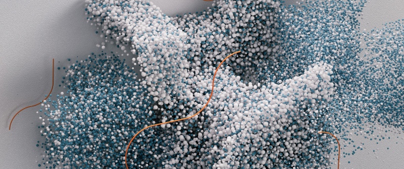 Particles, Cloud, Cluster, Sphere Balls, 3D Render, Dusty blue, 5K, Microsoft Design