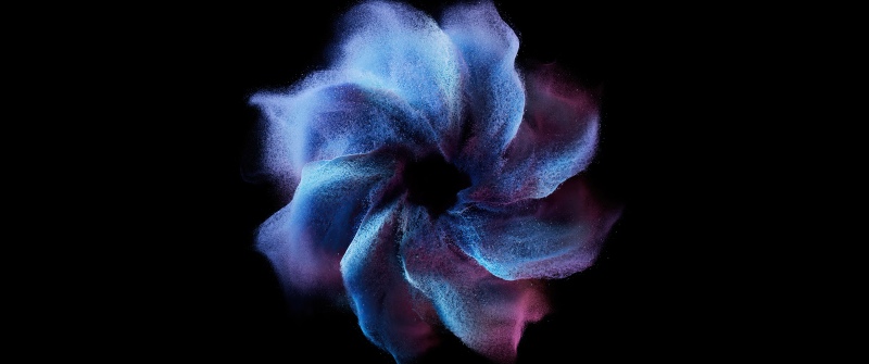 Xiaomi, AMOLED, Stock, Abstract flower, Swirls, Nebula, Blue abstract, Particles, 5K, 8K