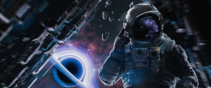 Astronaut, Cinematic, Nebula, Cosmos, Black hole, Space exploration, Science fiction, Space station, Spaceman, Asteroids, 5K