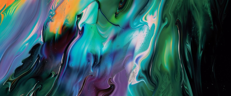 Fluidic, Liquid art, Vibrant, 5K, Green abstract