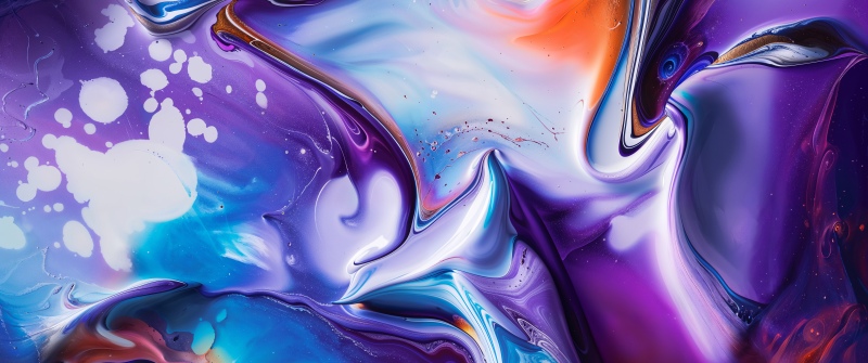 Vibrant, Fluid abstract, Fluid art, Paint, Swirls, 5K, Purple abstract