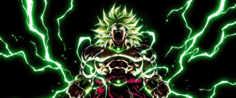 Broly, Legendary Super Saiyan, Dragon Ball Super, Dark background, 5K