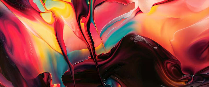 Fluid, Abstract art, Vibrant, Dynamic, Paint, Red abstract, 5K