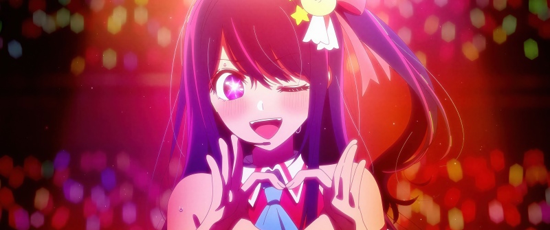 Ai Hoshino, Winking, Anime girl, Oshi no Ko, 5K, Heart shape, Vibrant