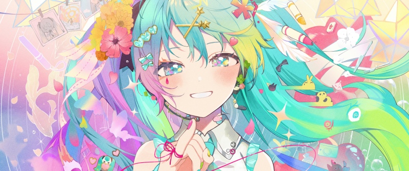 Hatsune Miku, Colorful art, 5K, Anime girl, Vocaloid