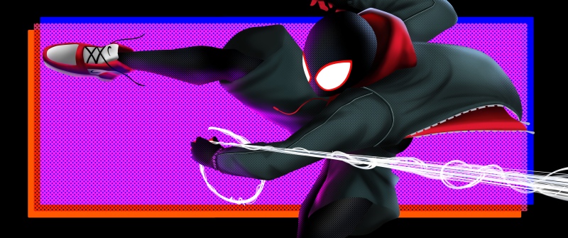 Miles Morales, Marvel, Spider-Verse, AMOLED, Black background