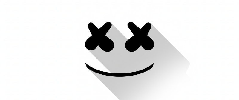 Marshmello, Minimalist, Material Design, White background, Black and White