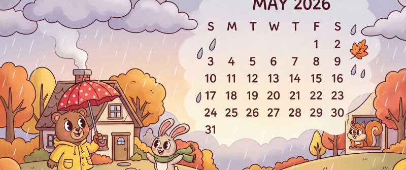 May 2026 Calendar Illustration