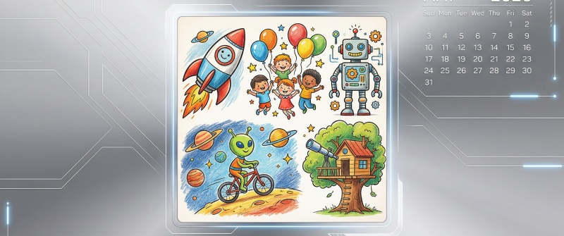 May 2026 Calendar, Coloring illustrations.