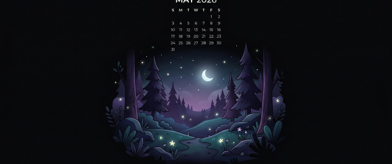 May 2026 Calendar, Dark theme