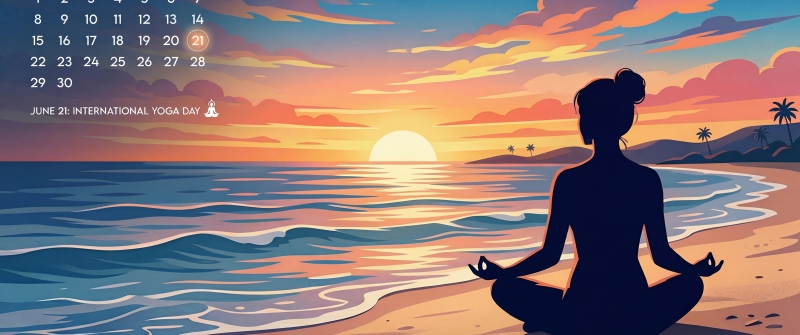Yoga Day wallpaper, June 2026 Calendar