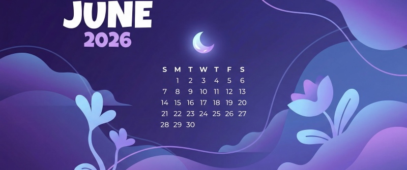 Purple June 2026 Calendar
