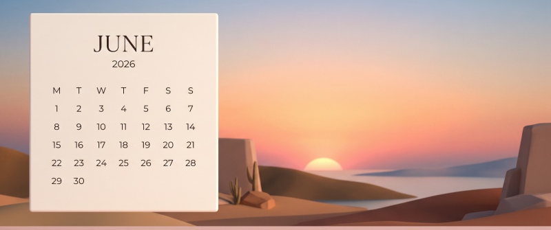 June 2026 Calendar, Landscape