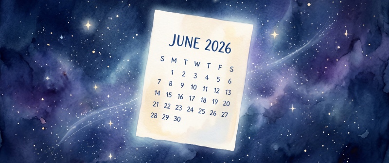 June 2026 Calendar, Starry sky