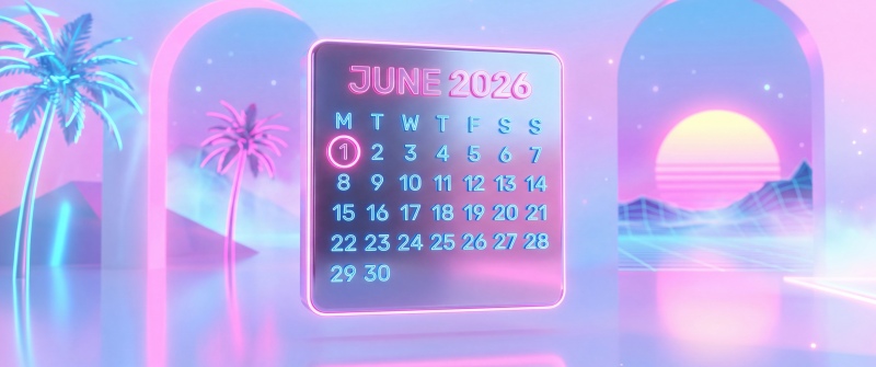 Synthwave June 2026 Calendar