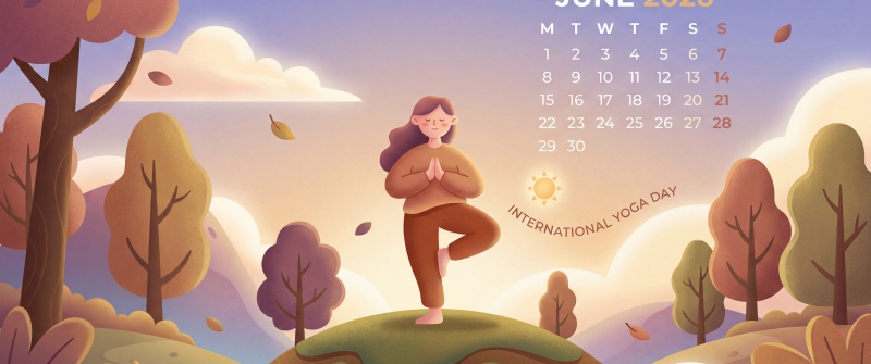 June 2026 Calendar, International Yoga Day 21 June