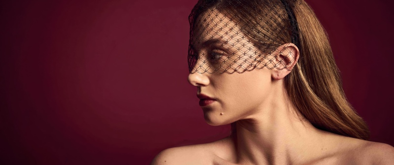 Lili Reinhart, Red background, Portrait, Hunger Magazine