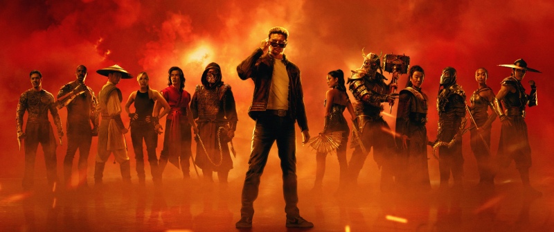 Mortal Kombat II, 2026 Movies, 5K, Karl Urban, Johnny Cage, Orange background, Movie poster