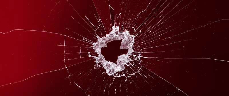 Shattered glass, Red background, 5K, Broken screen