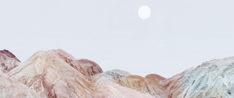 Mountain Landscape, Pastel background, Moon, Serene, Xiaomi HyperOS 3.1, Stock