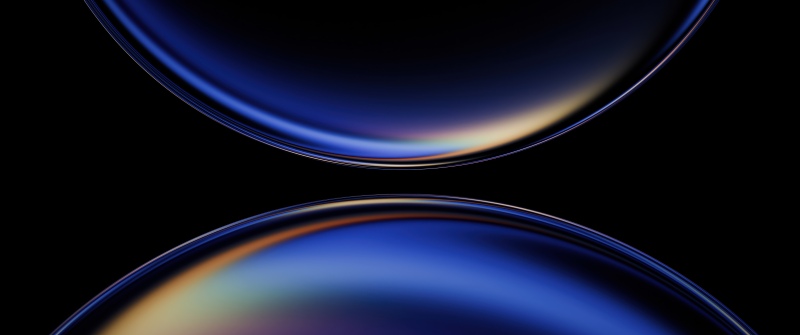 Iridescent, Spheres, Blue gradient, Huawei MatePad Edge, 5K, Black background