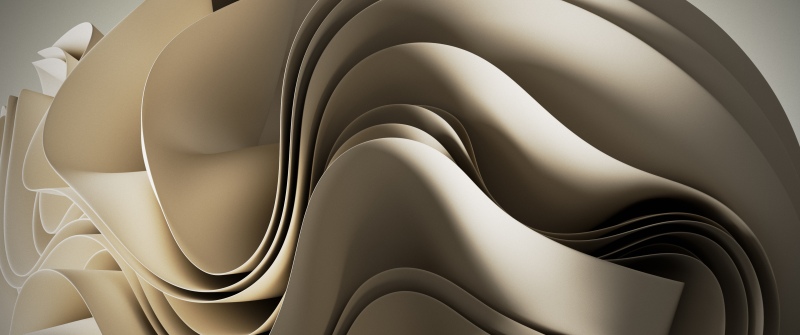 Windows 11, Abstract Waves, Beige, 3D Render