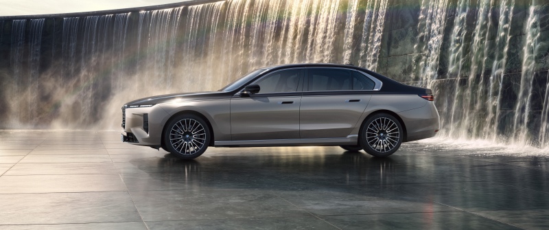 BMW 740i xDrive, 2027, 5K, 8K, Luxury Sedan, BMW 7 Series, Waterfall