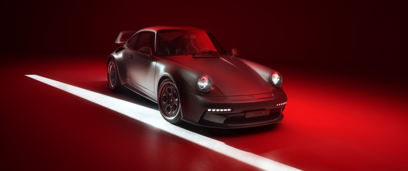 Pogea Racing PR964, 8K, Porsche 911, Red background, 5K