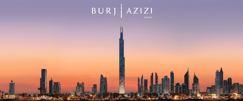 Burj Azizi, Skyscraper, Dubai City Skyline, Sheikh Zayed Road, Sunset, Modern architecture