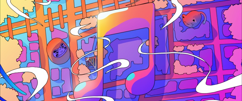 Apple Music Japan, Summer, Illustration, 5K, Vibrant, Vivid