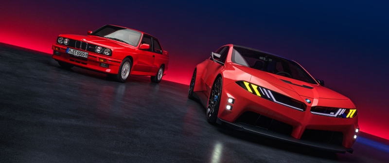 BMW M Concept Neue Klasse, 2026, 8K, EV Concept, 5K, BMW E30 M3, Red cars