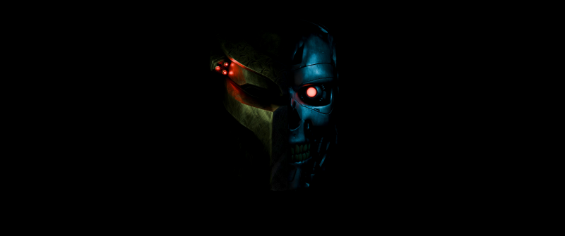T-800 Endoskeleton Skull, The Terminator, Black background, 5K