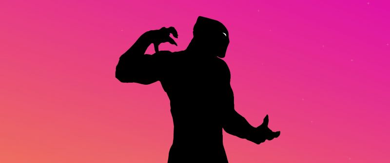 Black Panther, Silhouette, Marvel Superheroes, Gradient background, Aesthetic, 5K