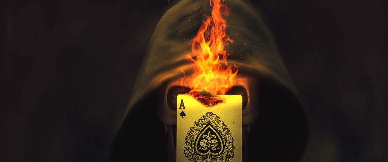 Ace of Spades, Skull, Hoodie, Burning, Playing card