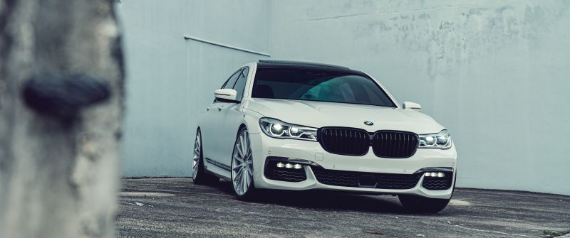 BMW 7 Series, White cars, 5K