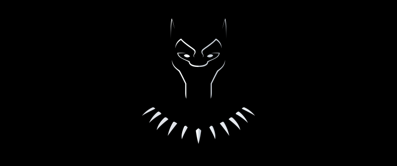 Black Panther, Minimalist, Black background, Simple