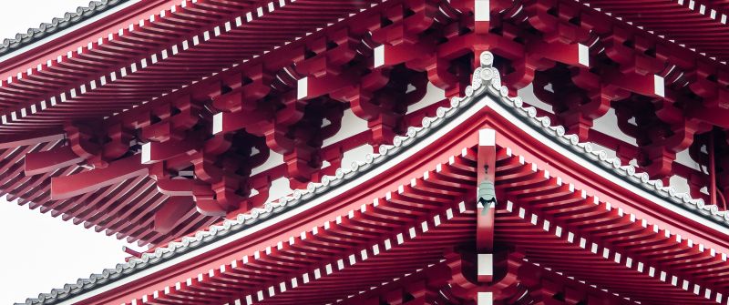 Pagoda, Tokyo, Japanese, Ancient architecture, Buddhism, Red