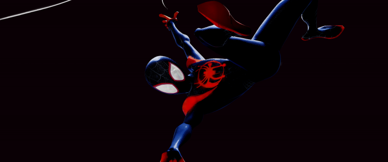 Miles Morales, Spider-Man: Into the Spider-Verse, Black background, 5K, AMOLED, Spiderman