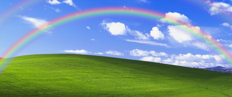 Windows XP, Bliss, Landscape, Rainbow, Blue Sky, 5K