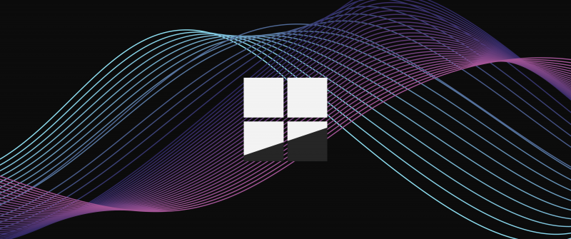Microsoft Windows, Logo, Waves, Dark background, Purple, 5K