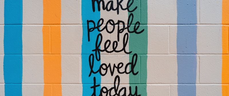 Make people feel, Love today, Popular quotes, Brick wall, Stripes, Colorful, 5K