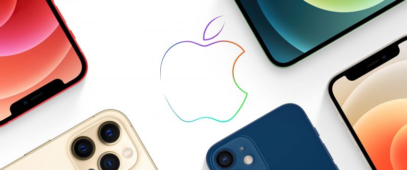 iPhone 12, Apple logo, iPhone 12 Pro, iPhone 12 Pro Max, iPhone 12 Mini, Apple Event, White background