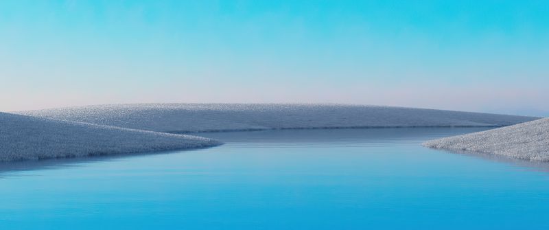 Lake, Clear sky, Blue Sky, Windows 10X, Microsoft Surface, Landscape, Aesthetic