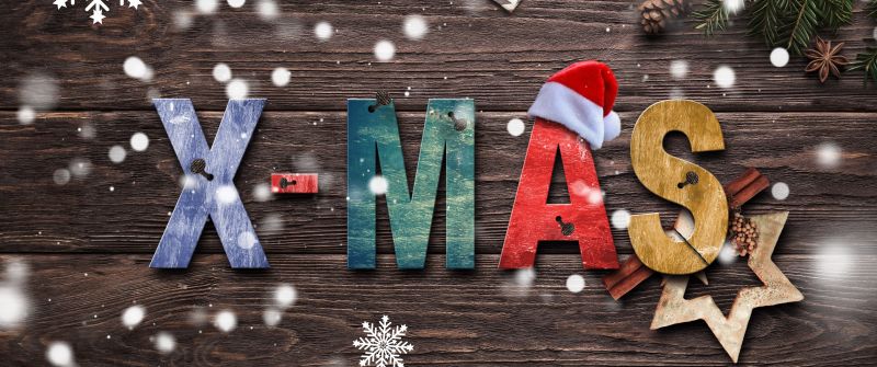 Christmas, Wood, Snowflakes, Star, Xmas, Xmas background, Christmas decoration, Santa Claus Hat, 5K, 8K