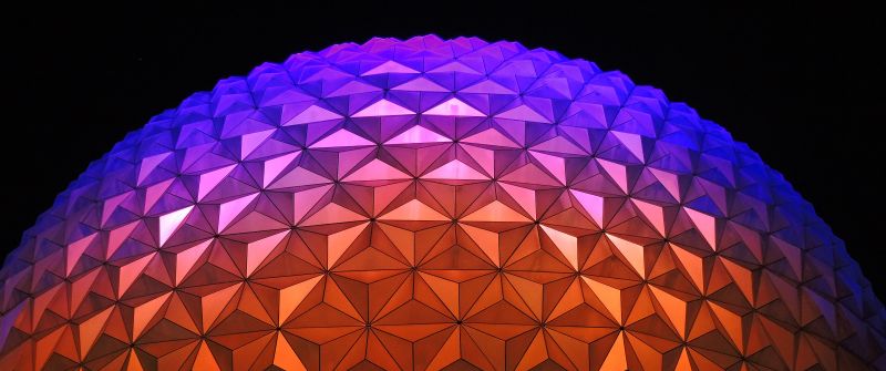 Spaceship Earth, Walt Disney World Resort, Florida, Dome, Purple, Vibrant, Geometrical, Pattern, Symmetrical, Shapes, Exterior, Modern architecture